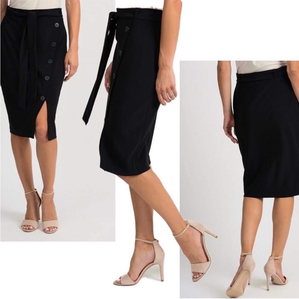 Joseph Ribkoff Womens Joseph Ribkoff Front Tie Button Skirt Black size 8 NWT
